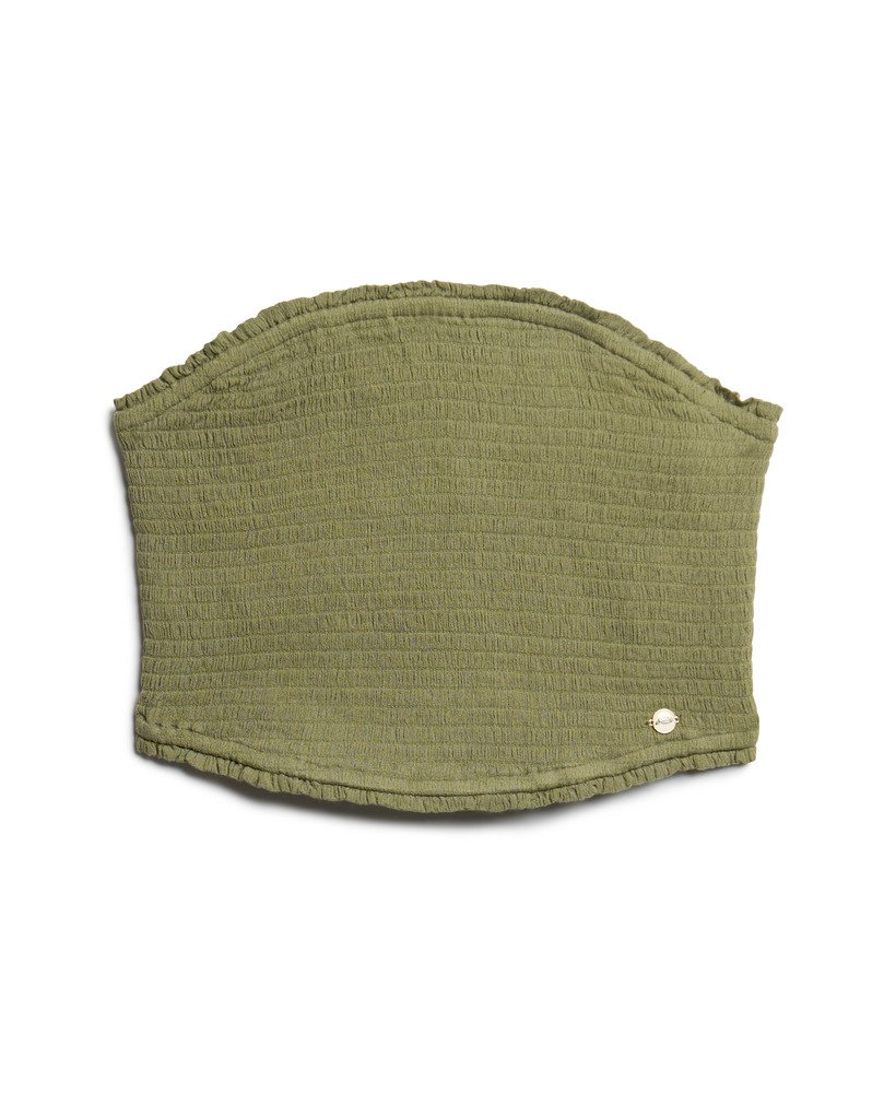 bluzka bandeau z marszczeniami w kolorze spranego khaki