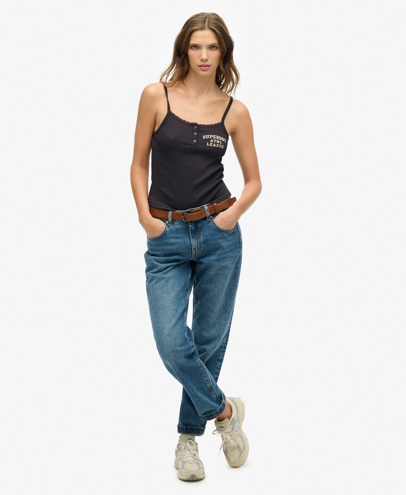 koszulka athletic essentials graphic button cami top w kolorze antracytowym