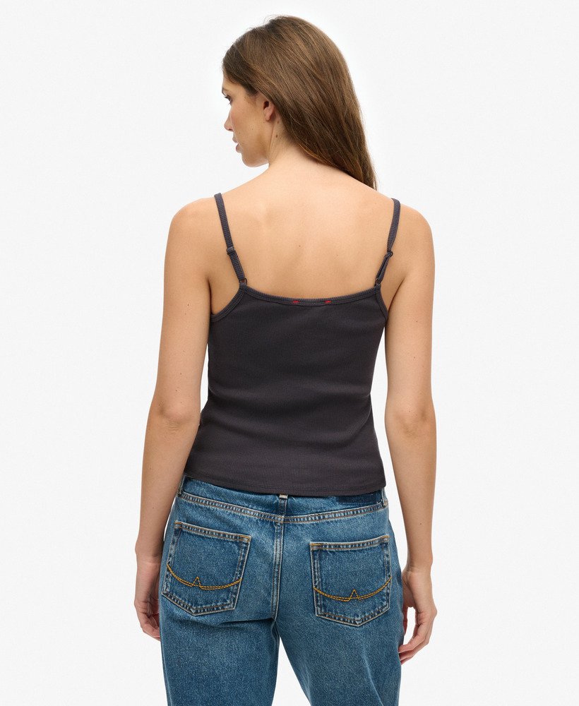 koszulka athletic essentials graphic button cami top w kolorze antracytowym
