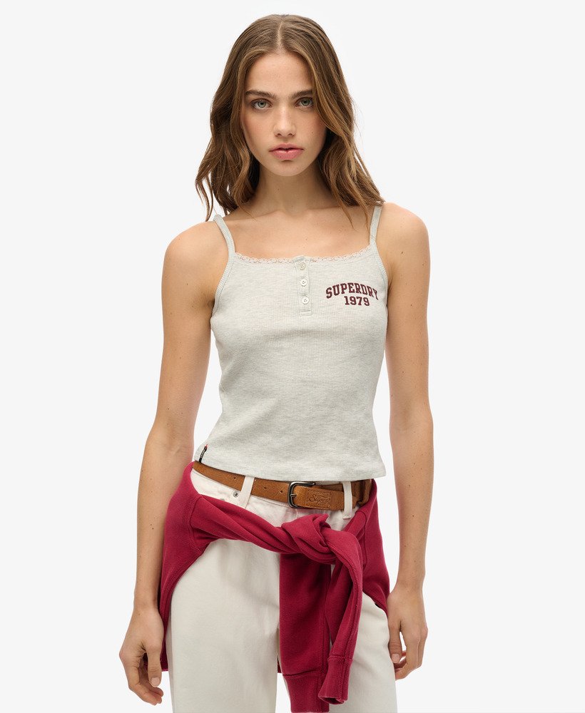 koszulka athletic essentials graphic button cami w kolorze iced grey marl