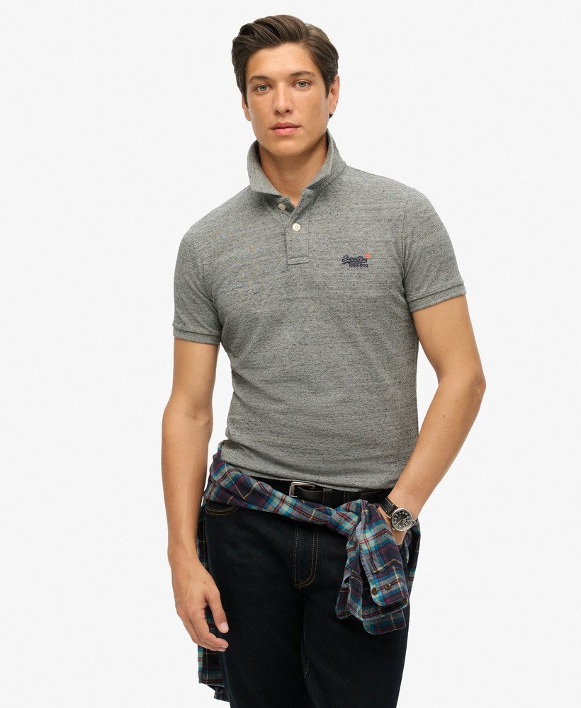 koszulka polo z bawełny organicznej essential classic fit pique w kolorze flint steel grit