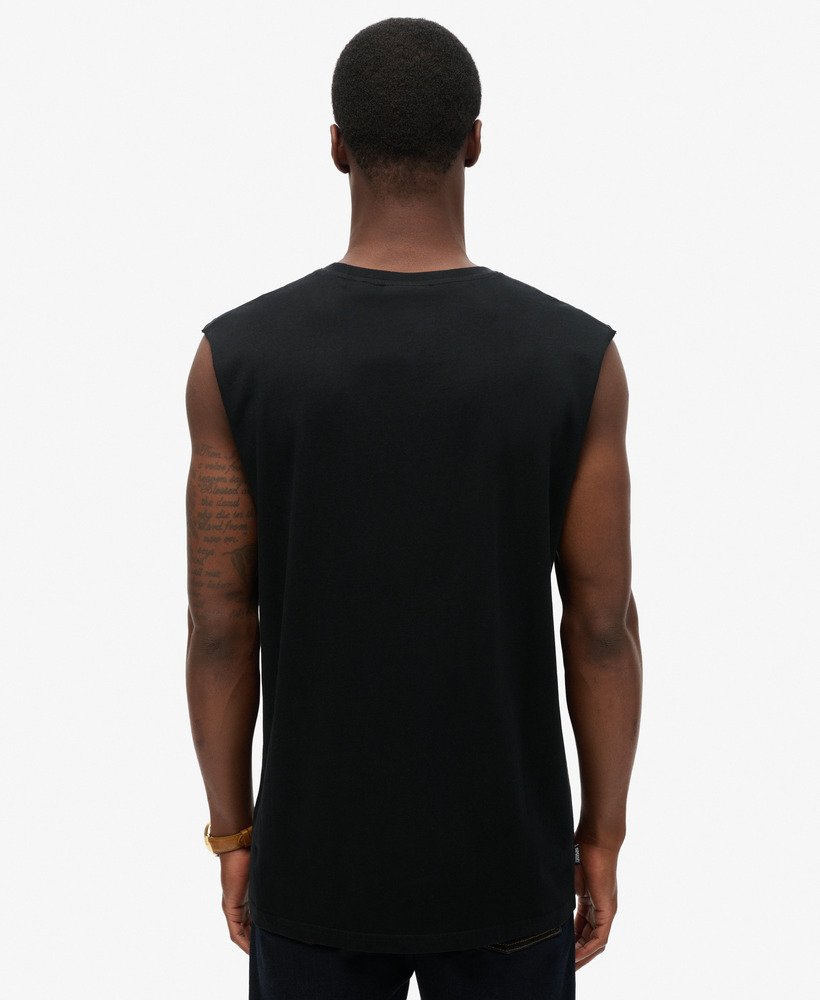czarny organiczny bawełniany top z logo essential