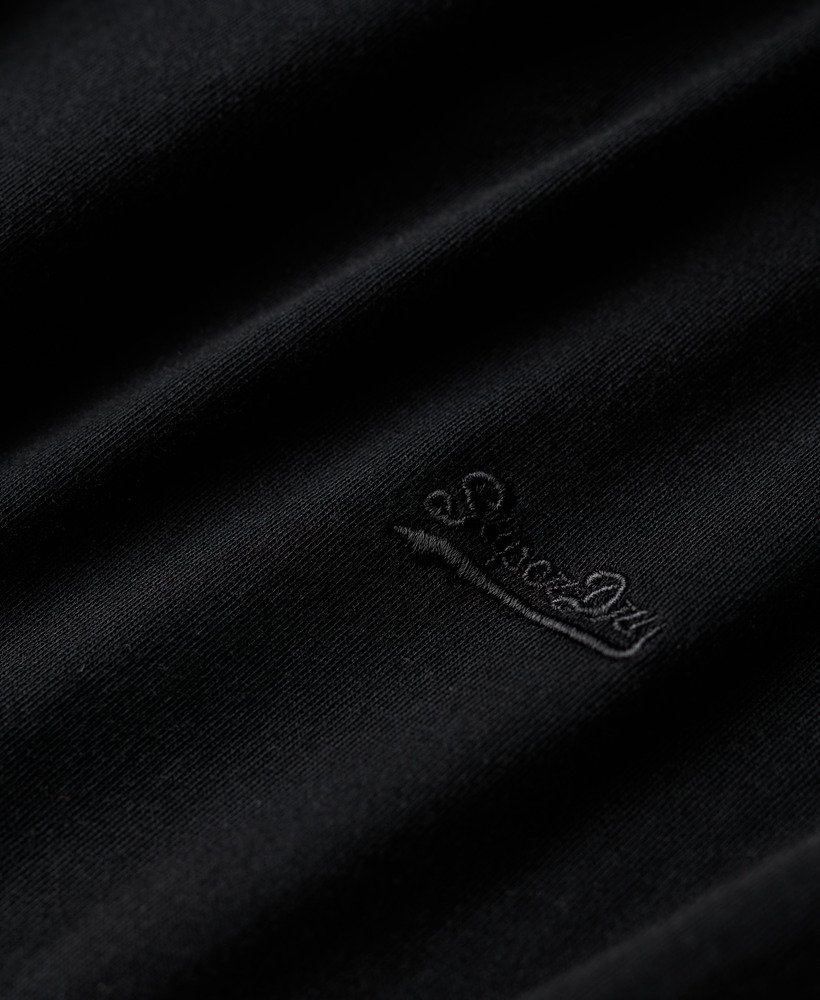 czarny organiczny bawełniany top z logo essential