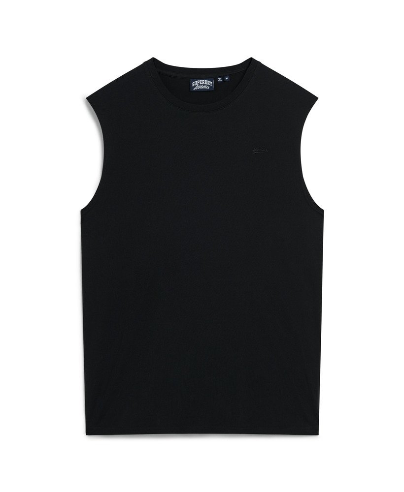 czarny organiczny bawełniany top z logo essential