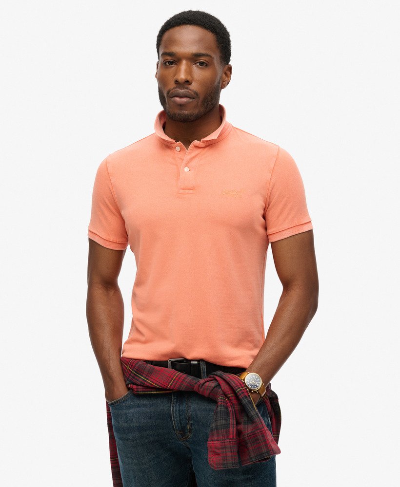 zniszczona koszulka polo w kolorze sunburst coral