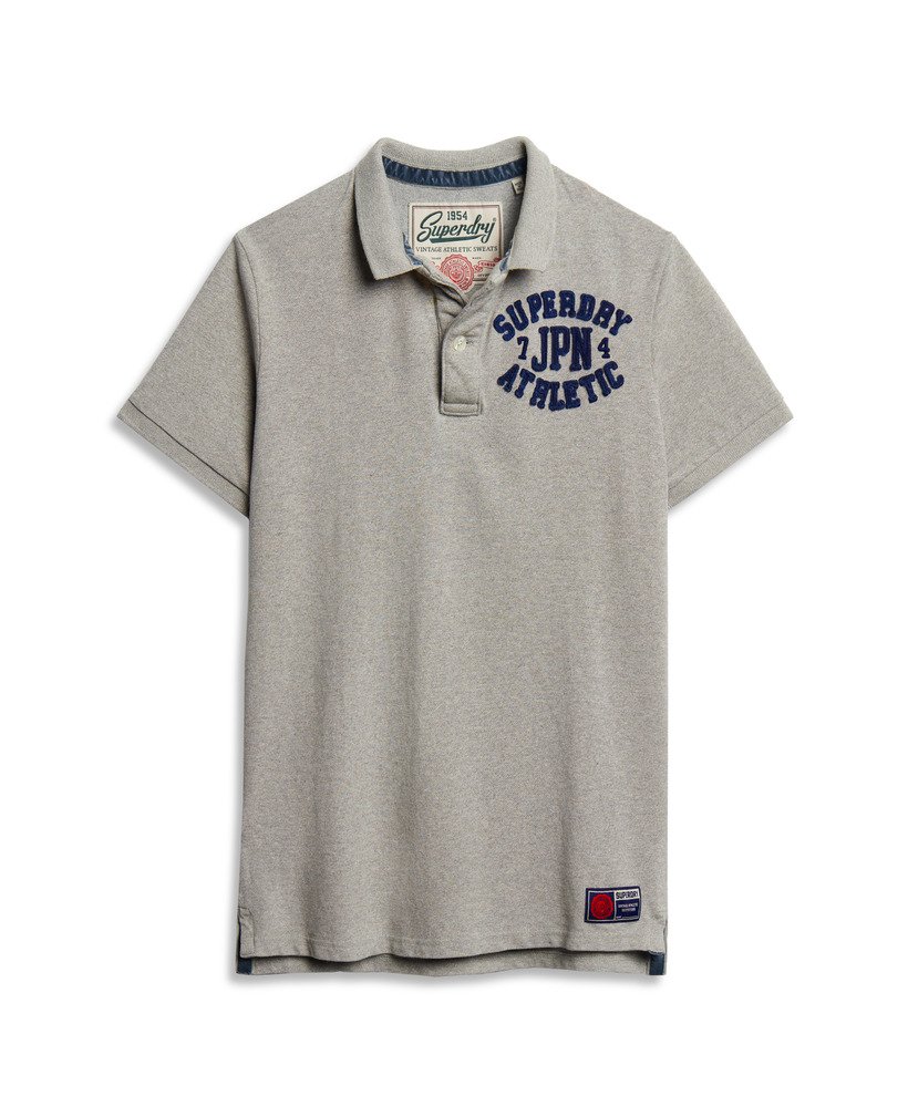 koszulka polo w stylu vintage w kolorze jasnoszarym melanżowym