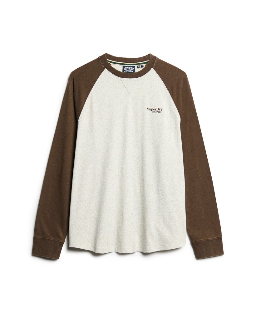 bluzka baseballowa essential logo z długim rękawem w kolorze lightning grey grindlebracken brown