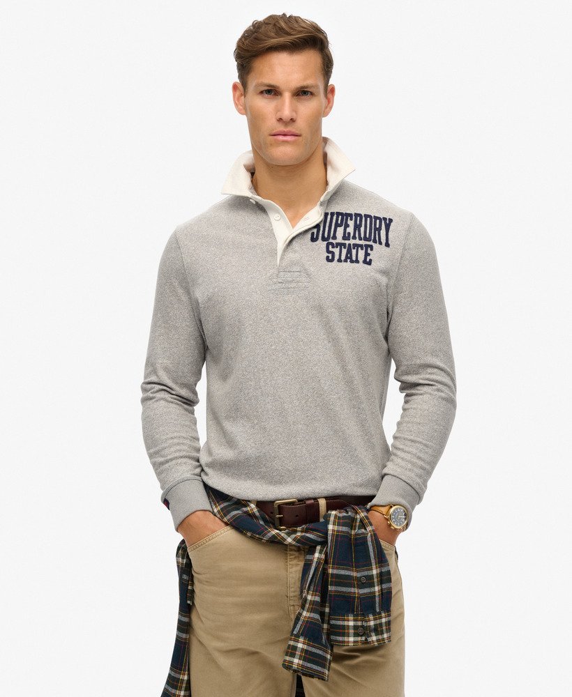 bluza sportowa do rugby w kolorze vintage w kolorze jasnoszarym melanżowym