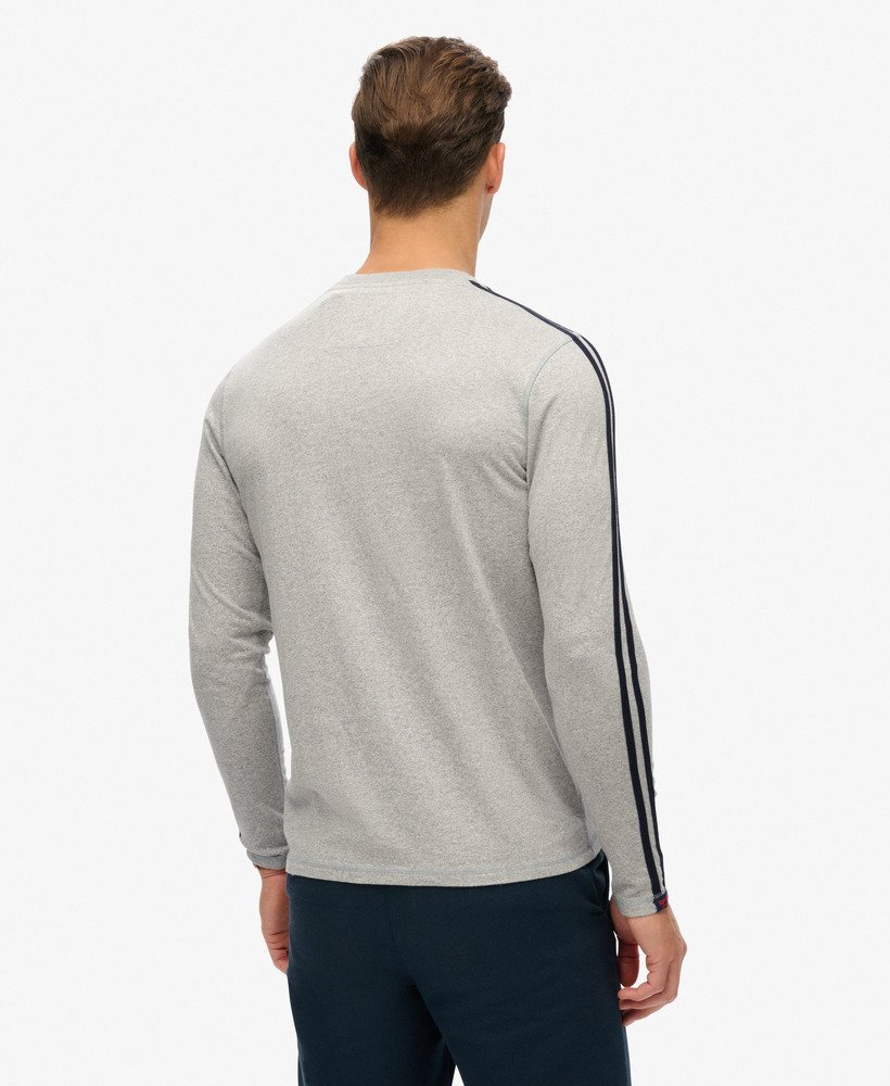 bluzka sportowa w paski z długim rękawem w stylu vintage w kolorze jasnoszarym melanżowym