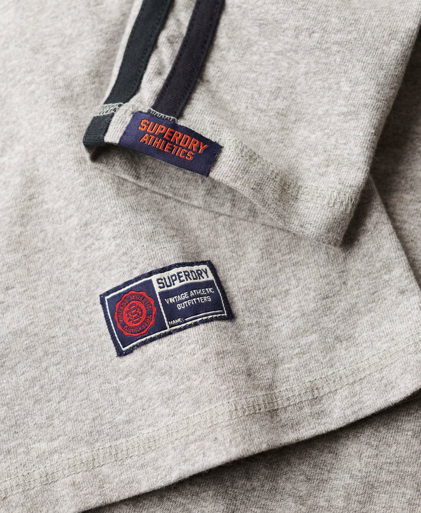 bluzka sportowa w paski z długim rękawem w stylu vintage w kolorze jasnoszarym melanżowym