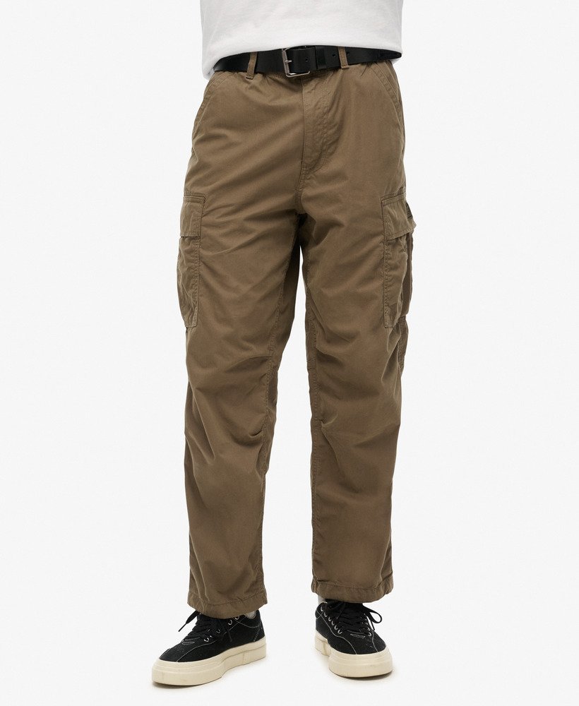 spodnie cargo vintage z organicznej bawełny w kolorze ciemnego khaki