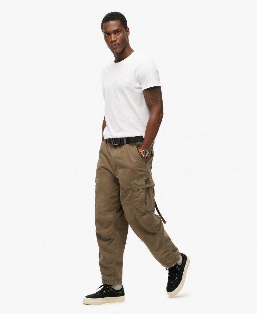 spodnie cargo vintage z organicznej bawełny w kolorze ciemnego khaki