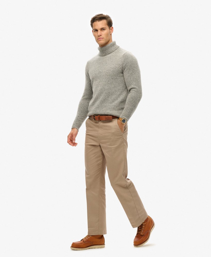 proste spodnie chino w kolorze stone wash taupe brown