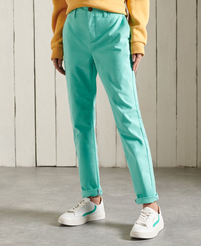 spodnie chino slim w kolorze fluro turquoise