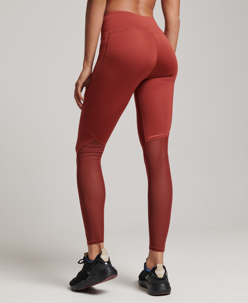 leginsy active mesh o pełnej długości obcisłe w kolorze wypalanej cegły