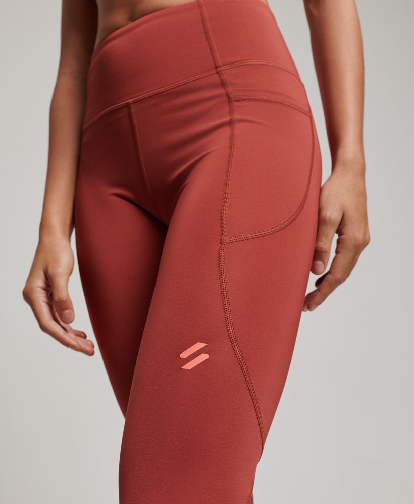 leginsy active mesh o pełnej długości obcisłe w kolorze wypalanej cegły