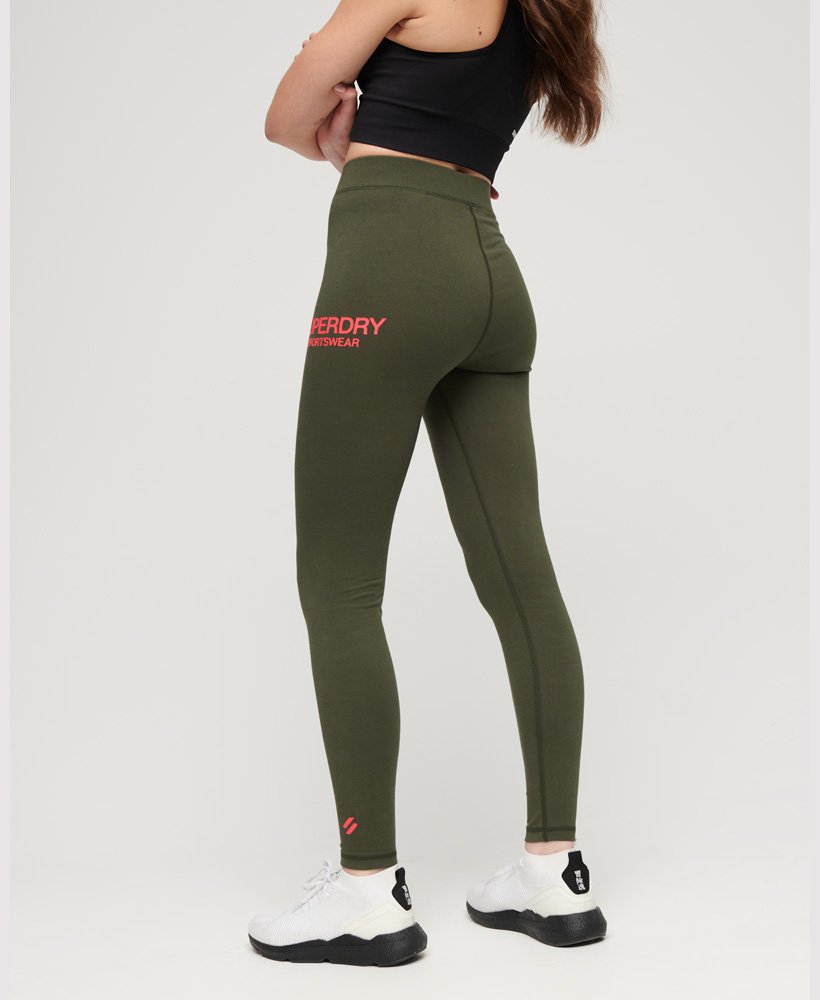 leginsy core sports z wysokim stanem w kolorze ciemnej zieleni mchu