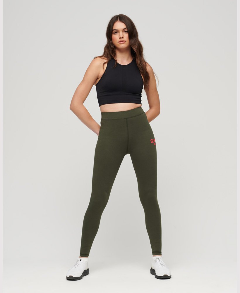leginsy core sports z wysokim stanem w kolorze ciemnej zieleni mchu