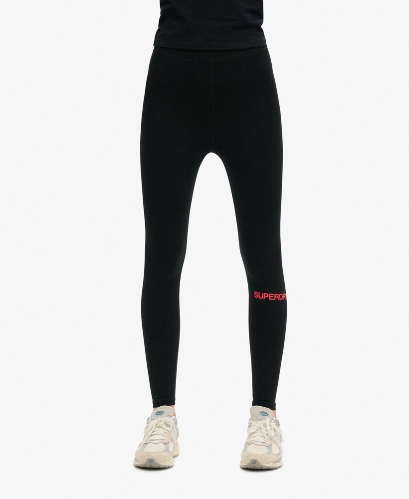 leginsy sportowe z wysokim stanem w kolorze czarnymhyper fire pink