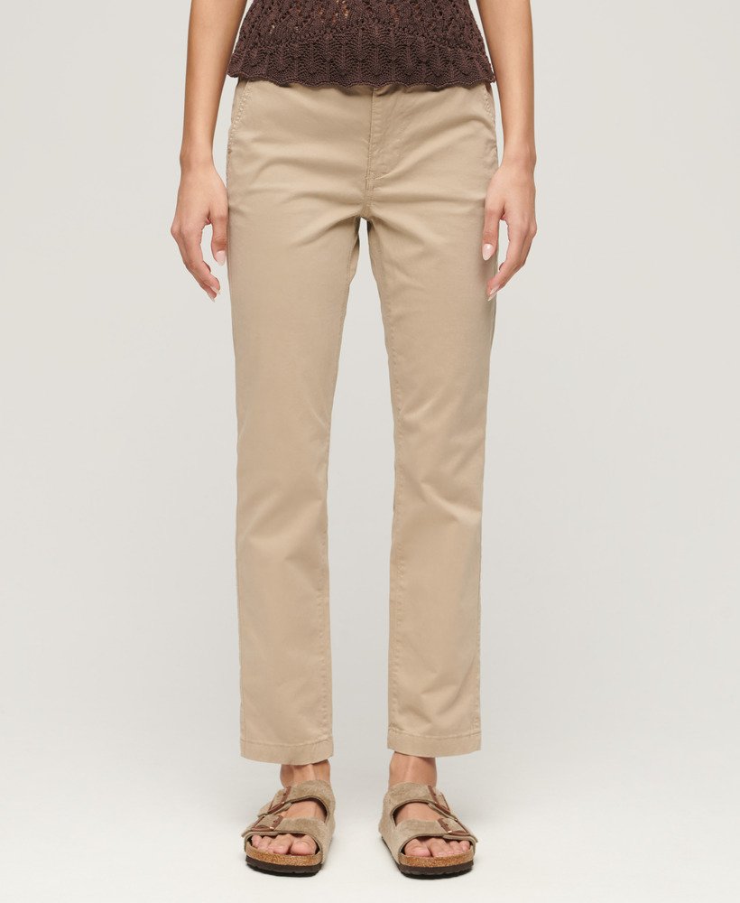 spodnie chino ze średnim stanem w kolorze stonewash taupe brown