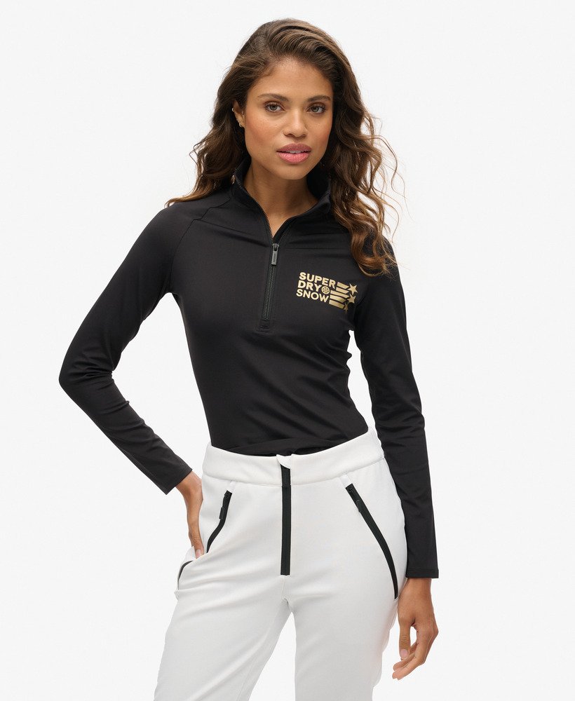 warstwa bazowa ski logo halfzip w kolorze czarnym