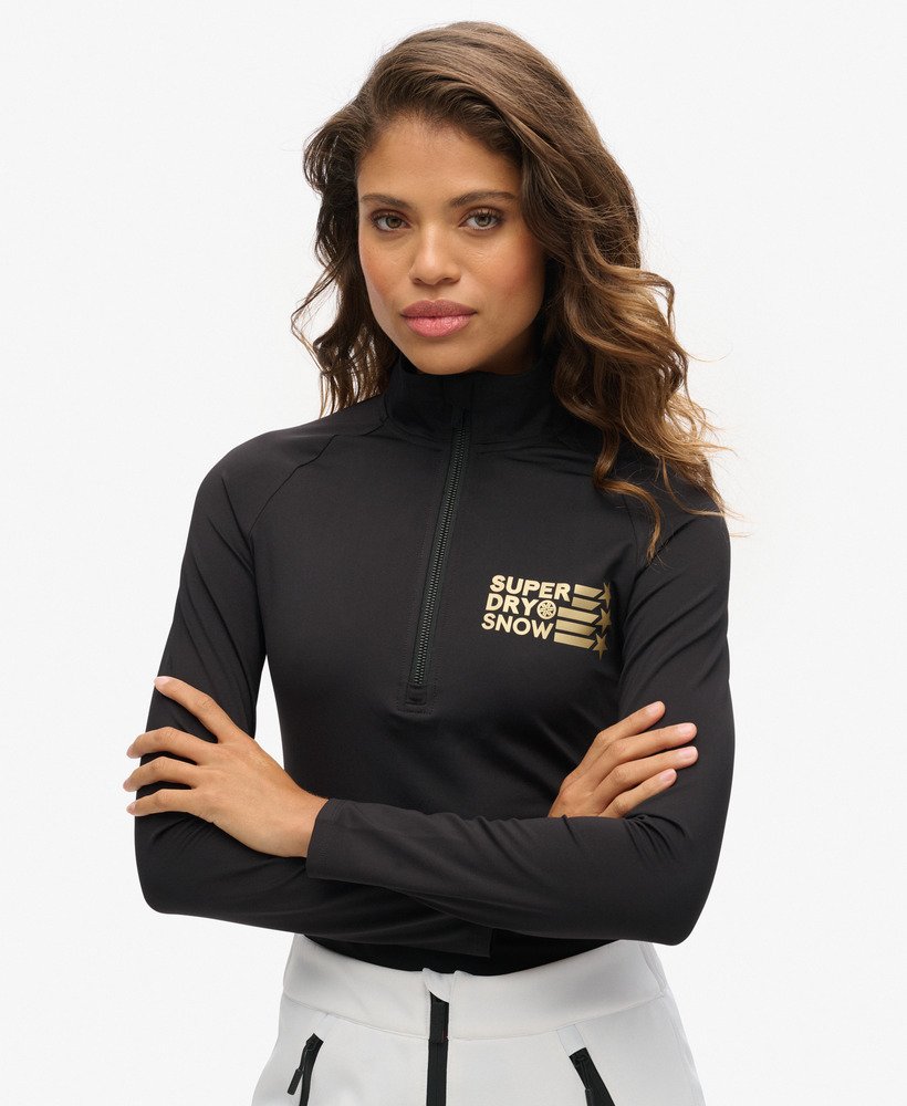 warstwa bazowa ski logo halfzip w kolorze czarnym
