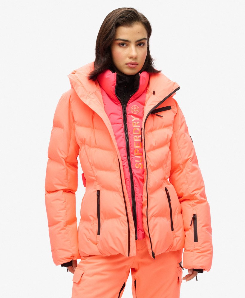 kurtka puchowa ski luxe w kolorze pastelowego koralu