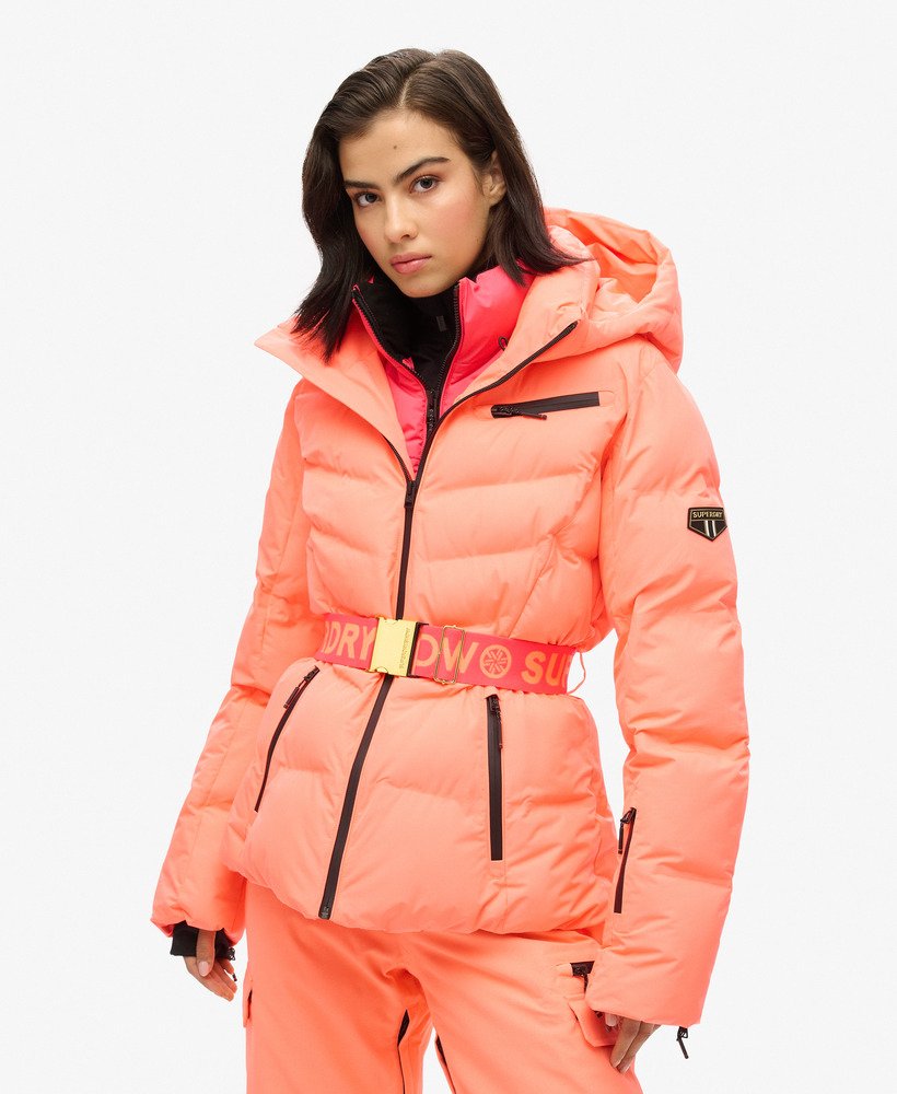 kurtka puchowa ski luxe w kolorze pastelowego koralu