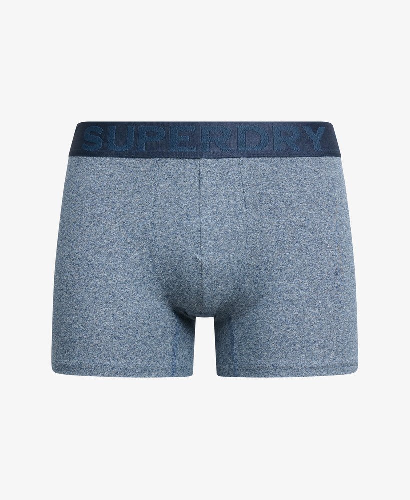 trzy pary bawełnianych bokserek z bawełny organicznej w kolorze frosted navy gritdark indigo marlnavy marl