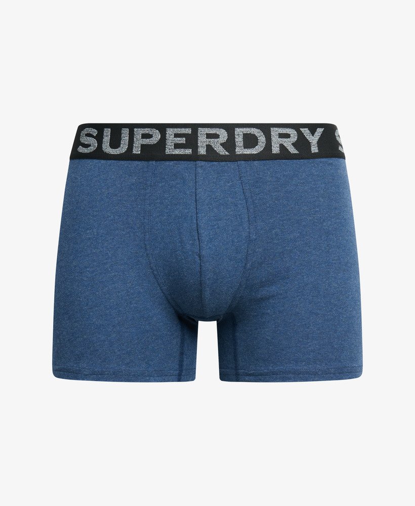 trzy pary bawełnianych bokserek z bawełny organicznej w kolorze frosted navy gritdark indigo marlnavy marl